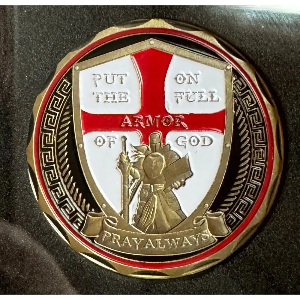 Armor of God Christian Challenge Coin Handmade Capsule Display | SAME DAY SHIP